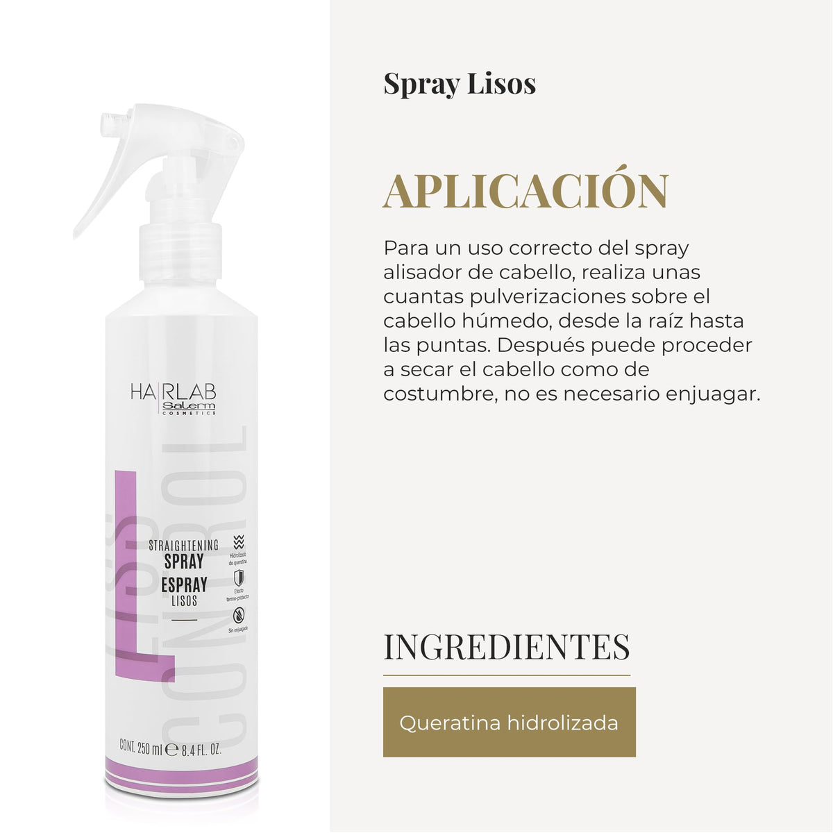 Salerm Hair Lab Straightening Spray 8.45 Fl Oz - espray lisos protector térmico 250ml