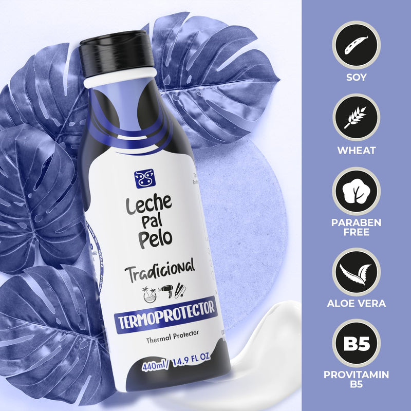 Leche Pal Pelo Traditional Thermal Protector for Hair Leave-in Treatment - Termoprotector cabello normal a graso 14.9 oz.