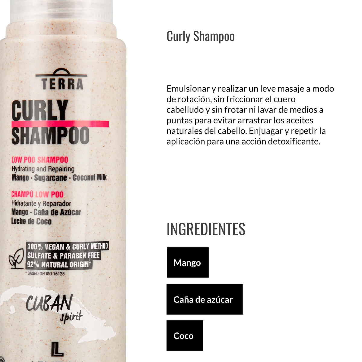 Lendan Curly Cuban Spirit 4-PIECE ACTIVATOR  & OIL KIT by Terra with Low Poo Shampoo 10.6 oz + Co-Wash Treatment 10.4 oz + Curl Activator Cream 9.0 oz + Curly Oil 2.5 fl.oz