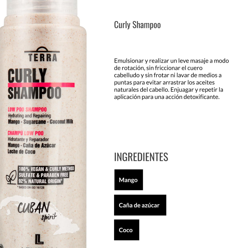 Lendan Curly Cuban Spirit 5-PIECE KIT by TERRA with Low Poo Shampoo 10.6 oz + Co-Wash Treatment 10.4 oz + Curl Defining Gel 9.7 oz + Curl Activator Cream 9.0 oz + Curly Oil 2.5 fl.oz