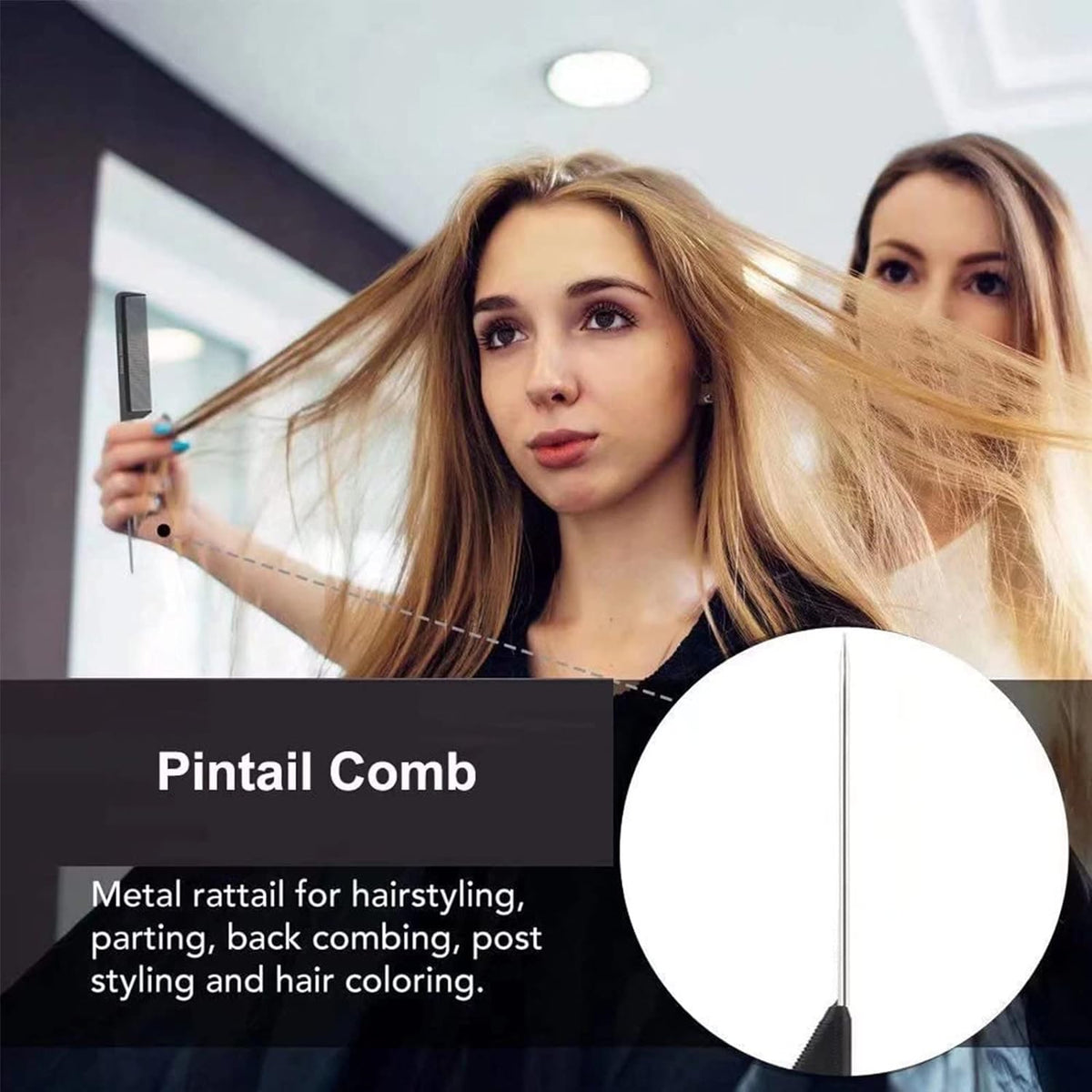 Salerm Cosmetics VISION Salermvision Permanent Cream Hair Color Dye (w/Sleek Steel Pin Rat Tail Comb) Haircolor Creme, Gray Coverage in 30 minutes (8,13 - Light Blond Irise)