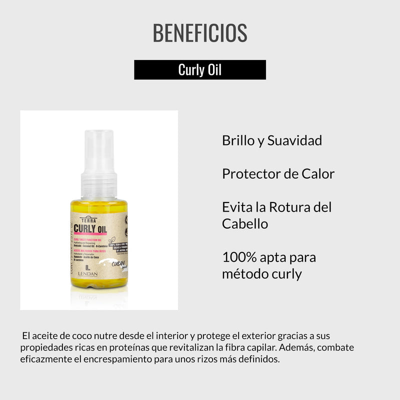 Lendan Curly Cuban Spirit 4-PIECE ACTIVATOR  & OIL KIT by Terra with Low Poo Shampoo 10.6 oz + Co-Wash Treatment 10.4 oz + Curl Activator Cream 9.0 oz + Curly Oil 2.5 fl.oz