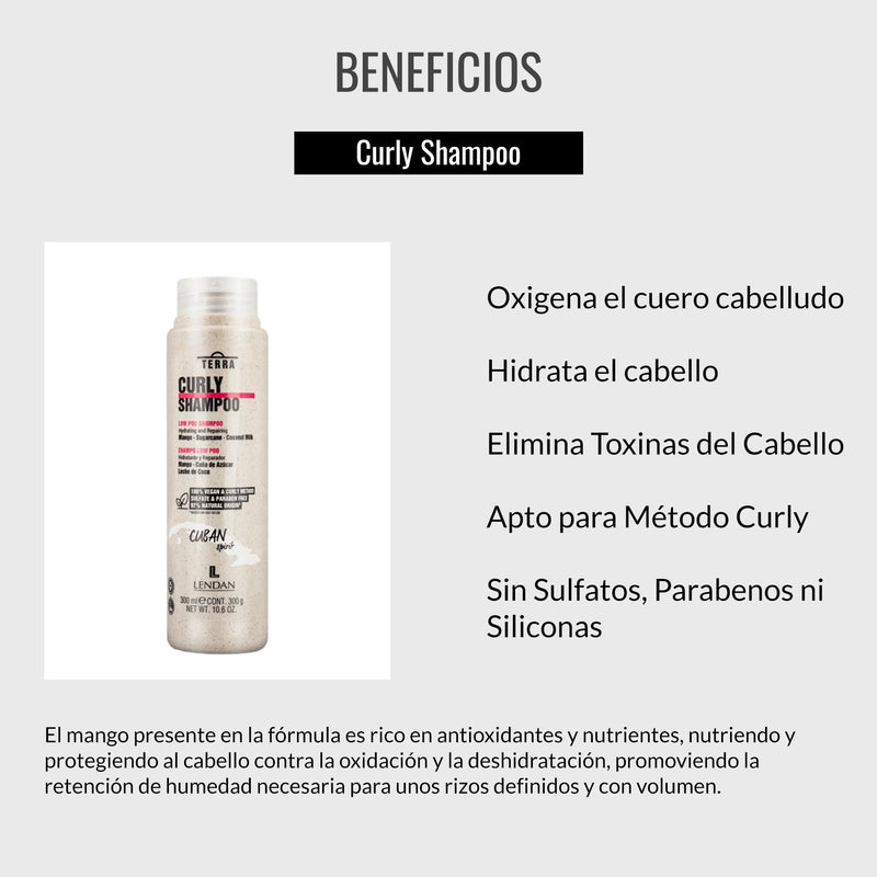 Lendan Curly Cuban Spirit 4-PIECE DEFINITION & OIL KIT  by Terra with Low Poo Shampoo 10.6 oz + Co-Wash Treatment 10.4 oz + Curl Defining Gel 9.7 oz + Curly Oil 2.5 fl.oz