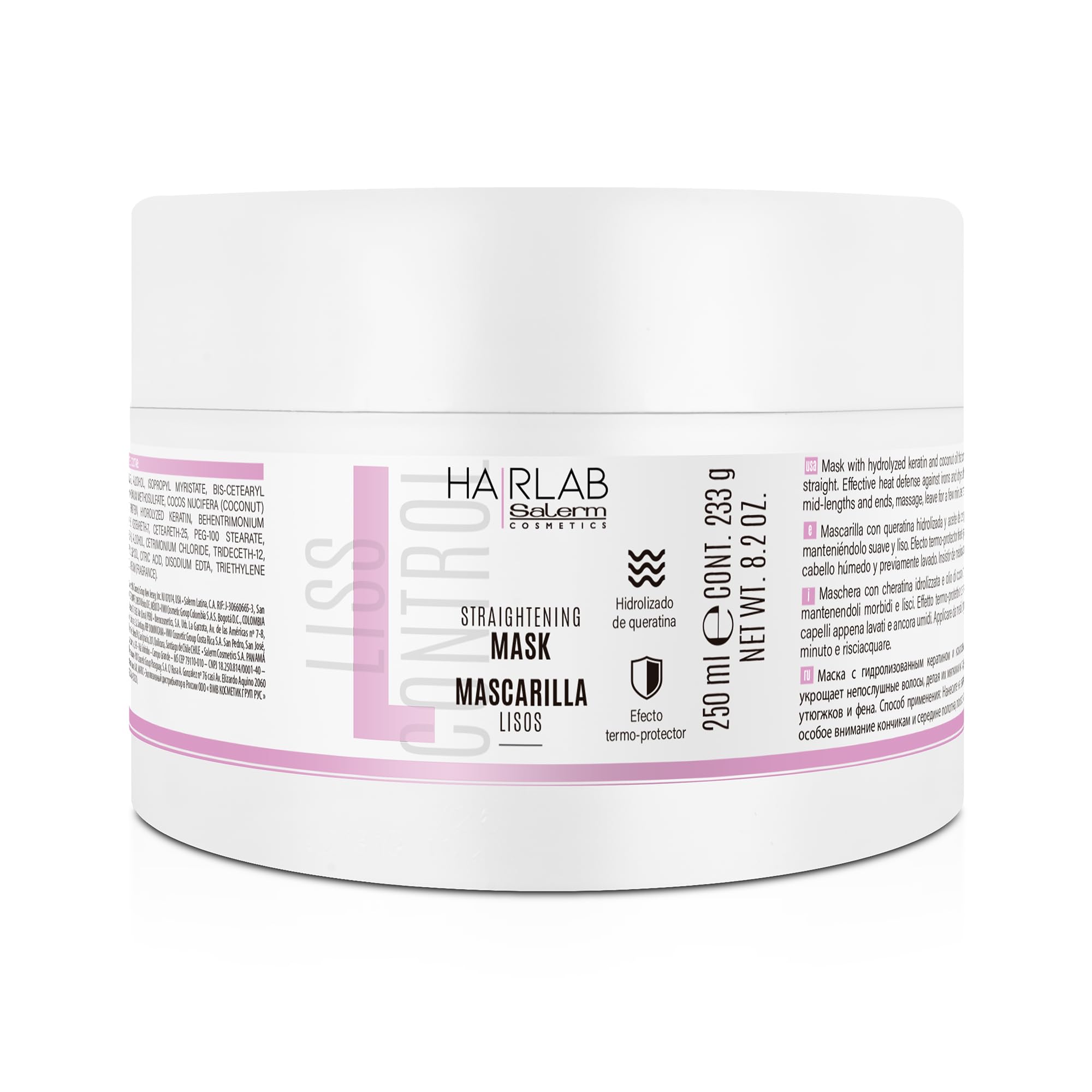 Salerm Cosmetics HAIRLAB  STRAIGHTENING 3-PIECE KIT for Damage Hair,  Shampoo 10.6oz + Mask 8.2oz + Spray 8.4 fl.oz