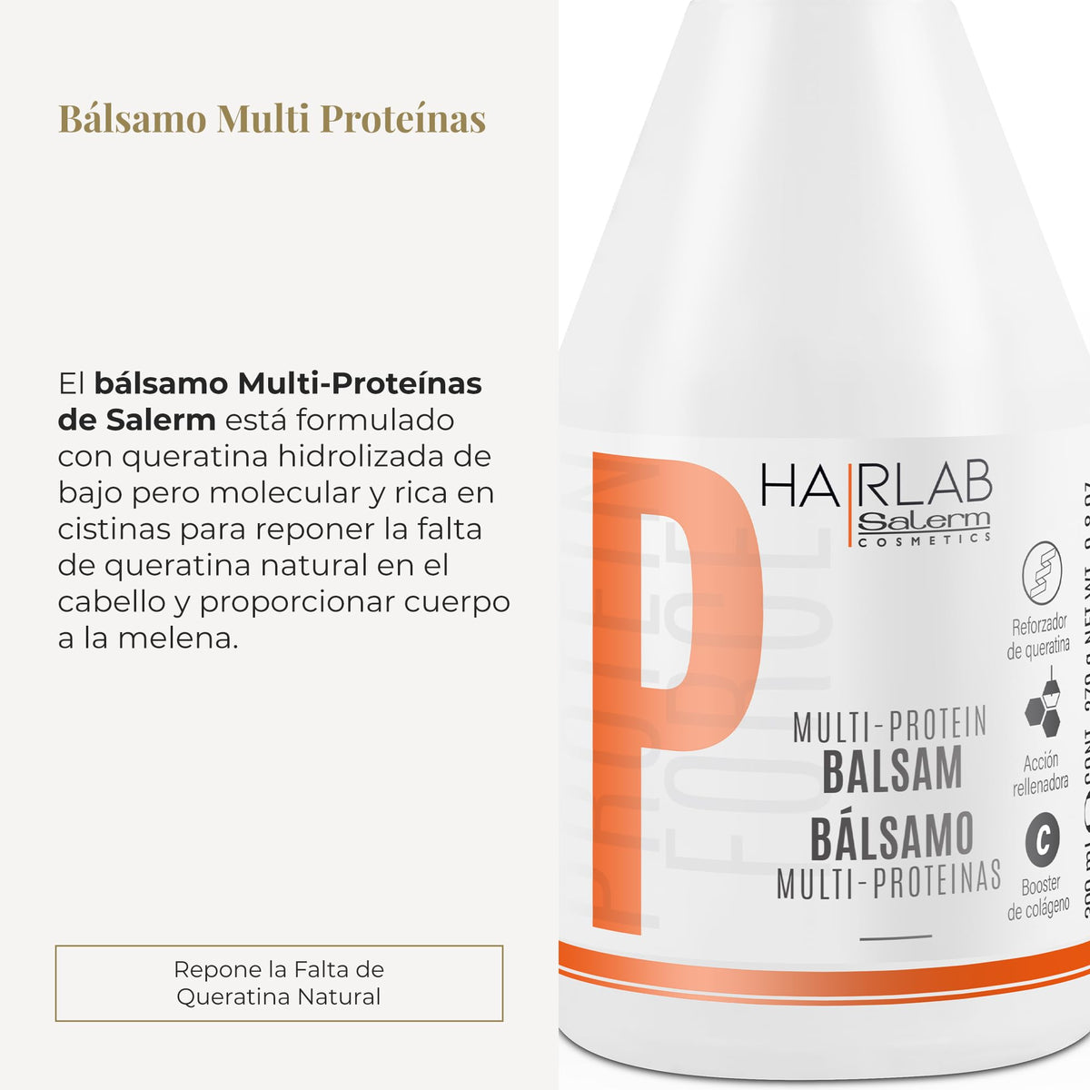 Salerm Cosmetics HAIRLAB MULTI-PROTEIN 3-PIECE KIT for Damage Hair,  Shampoo 10.6oz + Balsam 9.8oz + Mask 8.2oz