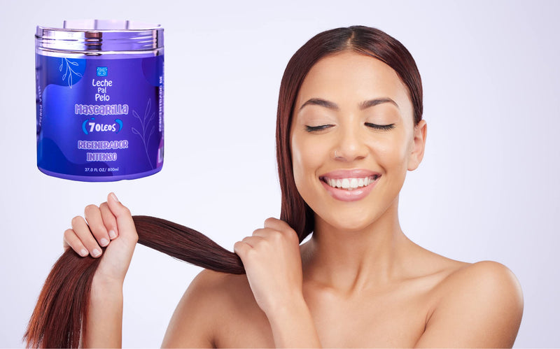 Leche Pal Pelo 7 Oleos Hair Treatment Mask | Dry, Damaged Hair | Argan, Shea butter, Macadamia, Coconut & More | Split Ends Moisturizer for Healthy, Silky & Shiny Hair- Paraben-Free. 27 oz – 800 ml