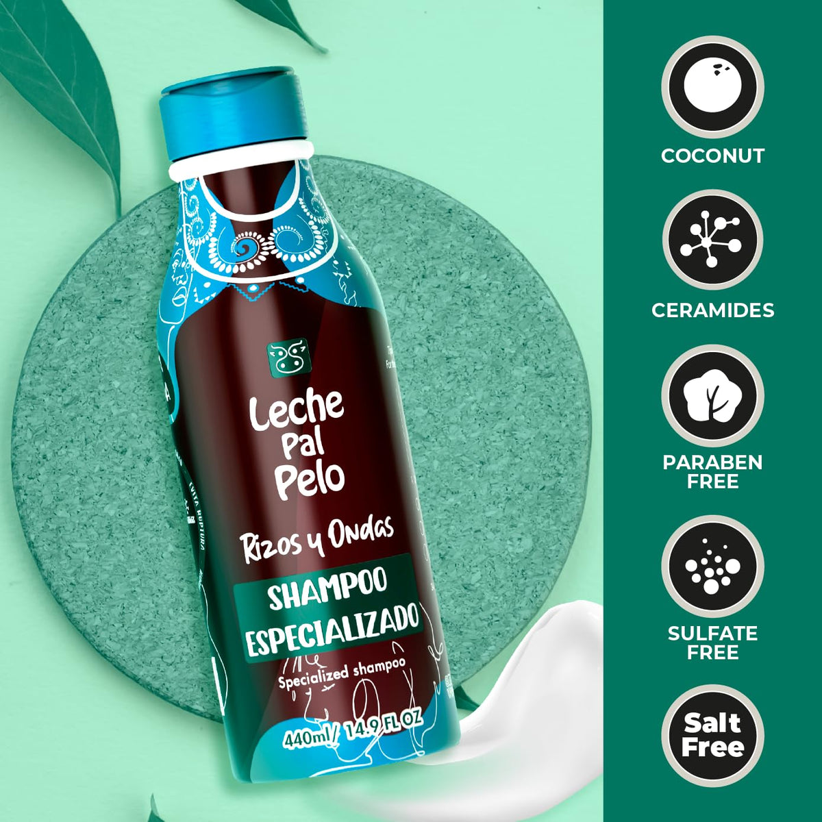 Leche Pal Pelo Curls in Harmony Combo Set: Shampoo, Nourishing Mask, Thermal Protector Defining Cream, and Argan Oil for Perfectly Defined, Hydrated Waves, 14.9 oz bottles, Set of 4