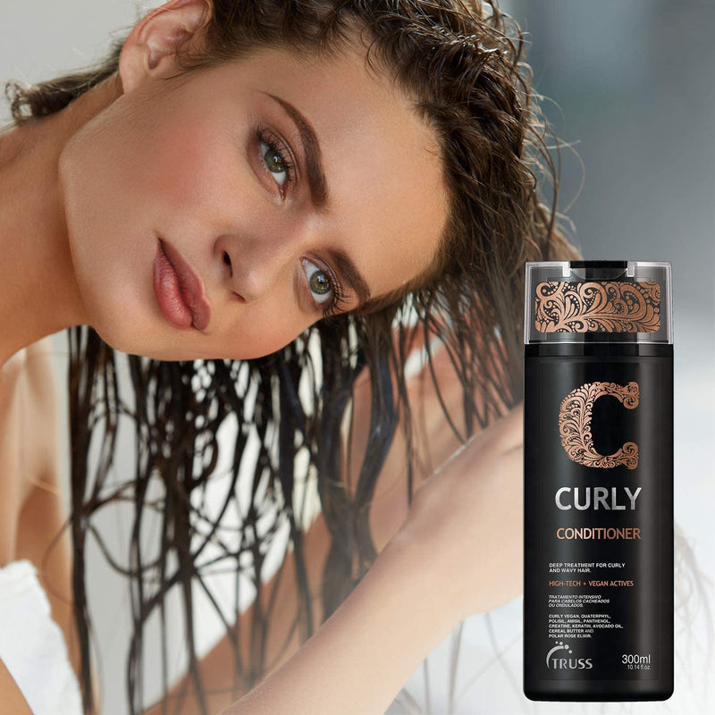 Truss Curly Conditioner - Restore, Repair & Strengthen Curly, Wavy, Highly Textured, Dense & Damaged Hair. Define, Detangle, Controls Frizz, Block Humidity for All Curly Hair Types, Lengths, Textures