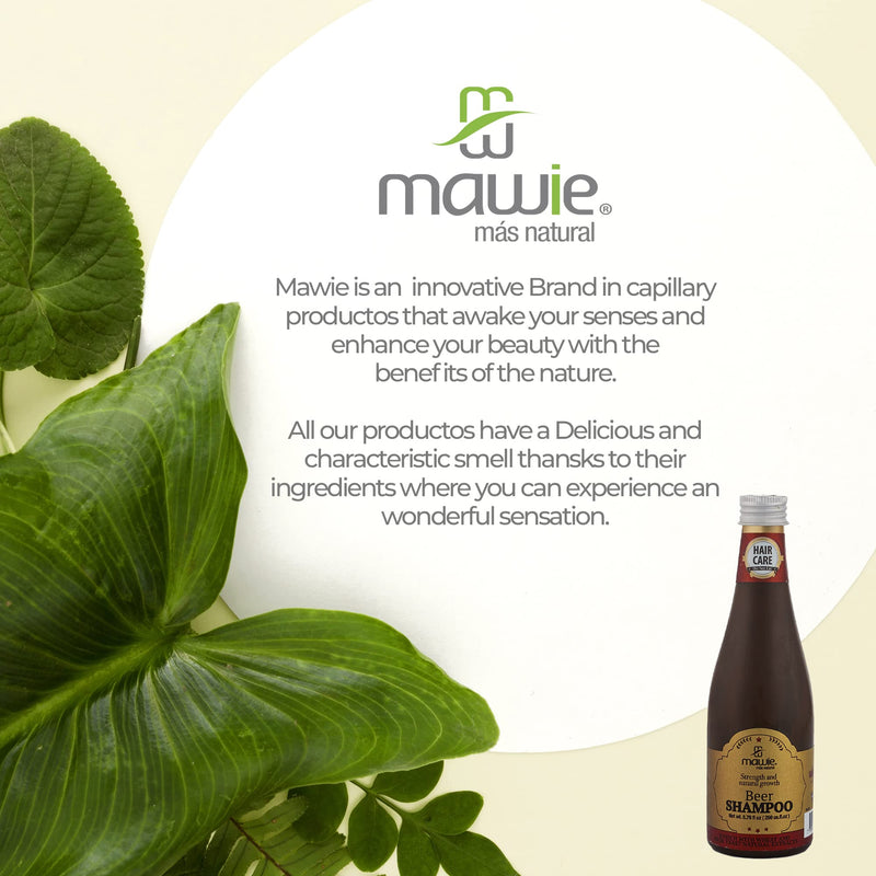 Mawie Hair Beer Shampoo with Wheat and Beer Yeast natural extracts. Stimulates hair growth and contributes to collagen production. 8.79fl.oz.
