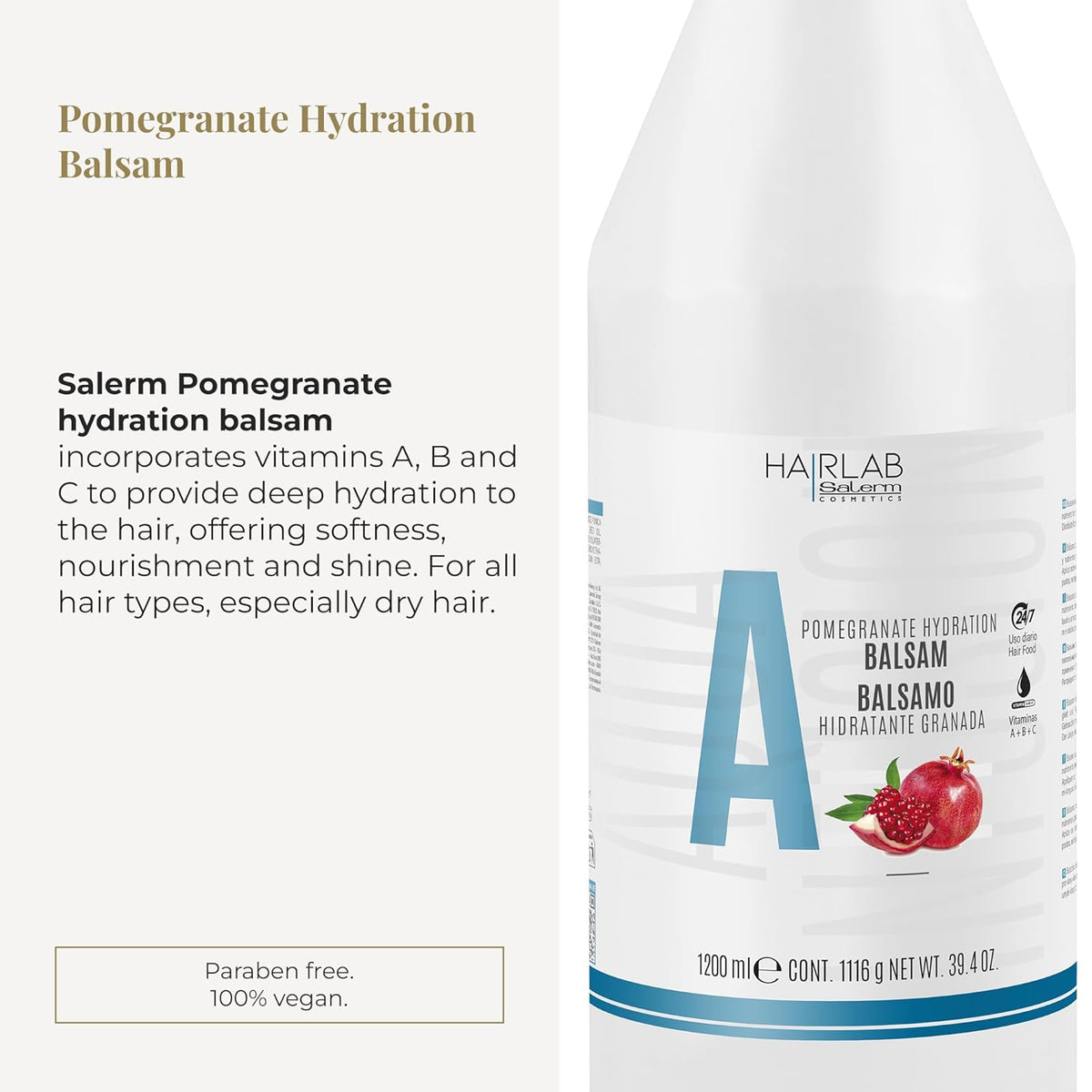 SALERM - Hair Conditioner - Hydrating Balm Hair Lab Pomegranate - 1200 ml / 39.4 oz