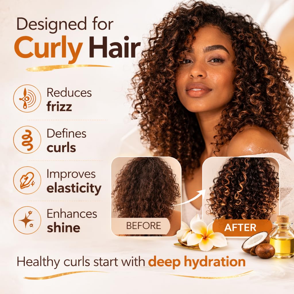 ETNIKER Curly Hair Care Bundle – Nourishing Shampoo & Deep Conditioning Mask | Hydrates, Softens & Restores Curls | Coconut & Shea Butter Formula | Sulfate-Free, Paraben-Free | 8.4 fl oz + 10 oz