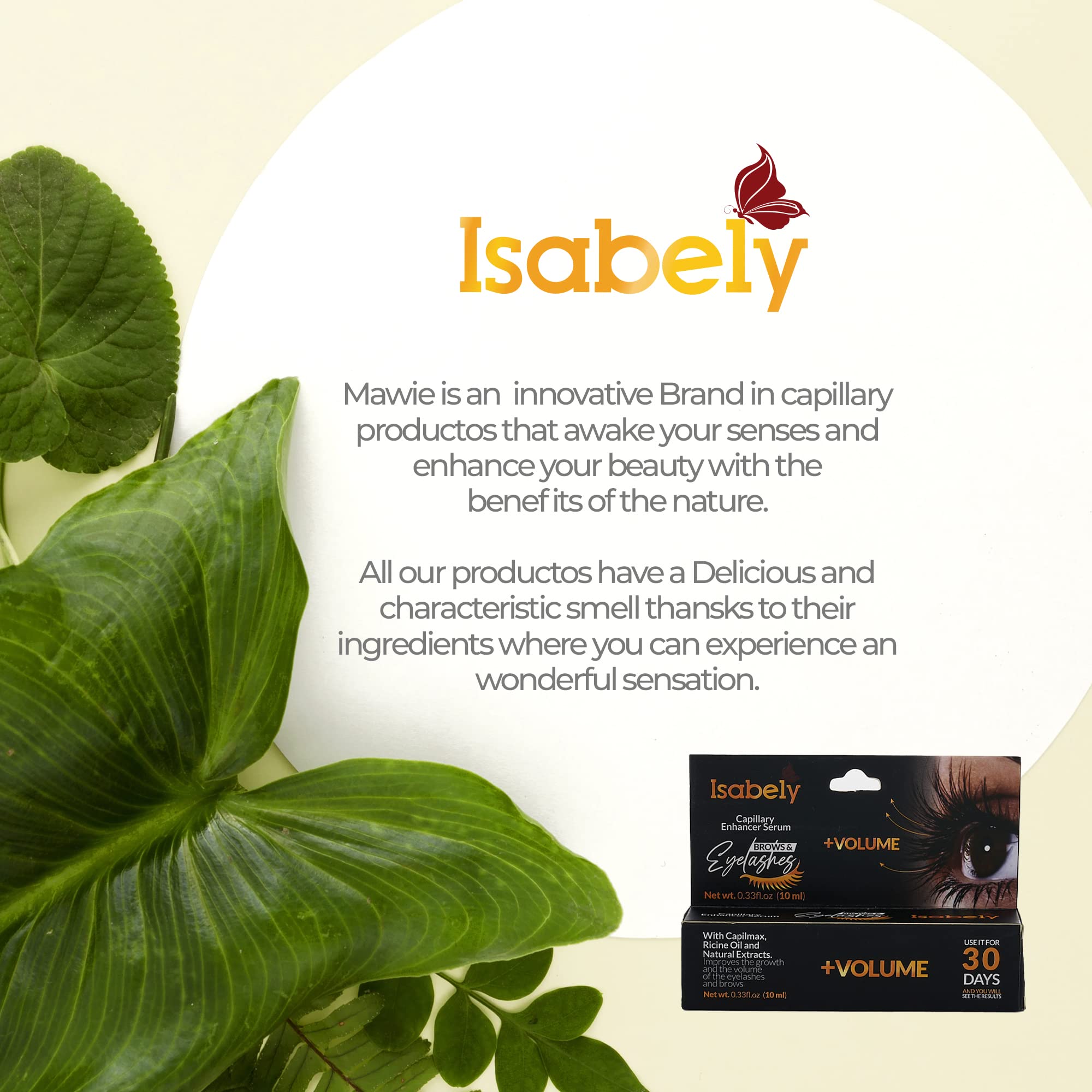Isabely Eyelash growth serum and eyebrow enhancer, adds volume and thickness. 0.33 oz.