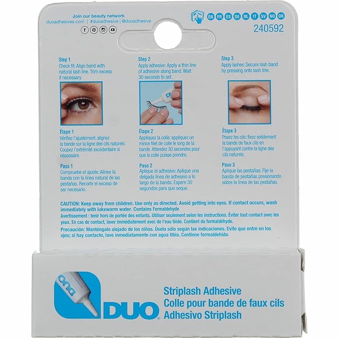 Duo Striplash Adhesive White/Clear, for Strip False Eyelash, 0.25 oz, 6-Pack - Addhesivo Striplash blanco/transparente