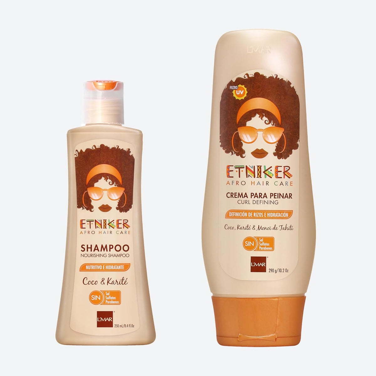 ETNIKER Nourishing Shampoo & Styling Cream Set | Afro-textured, Curly & Wavy hair | Cleanse, Hydrate, Nourish & Define | Coconut, Shea Butter & Monoi Tahiti | Free from Sulfates, Salt, Silicones