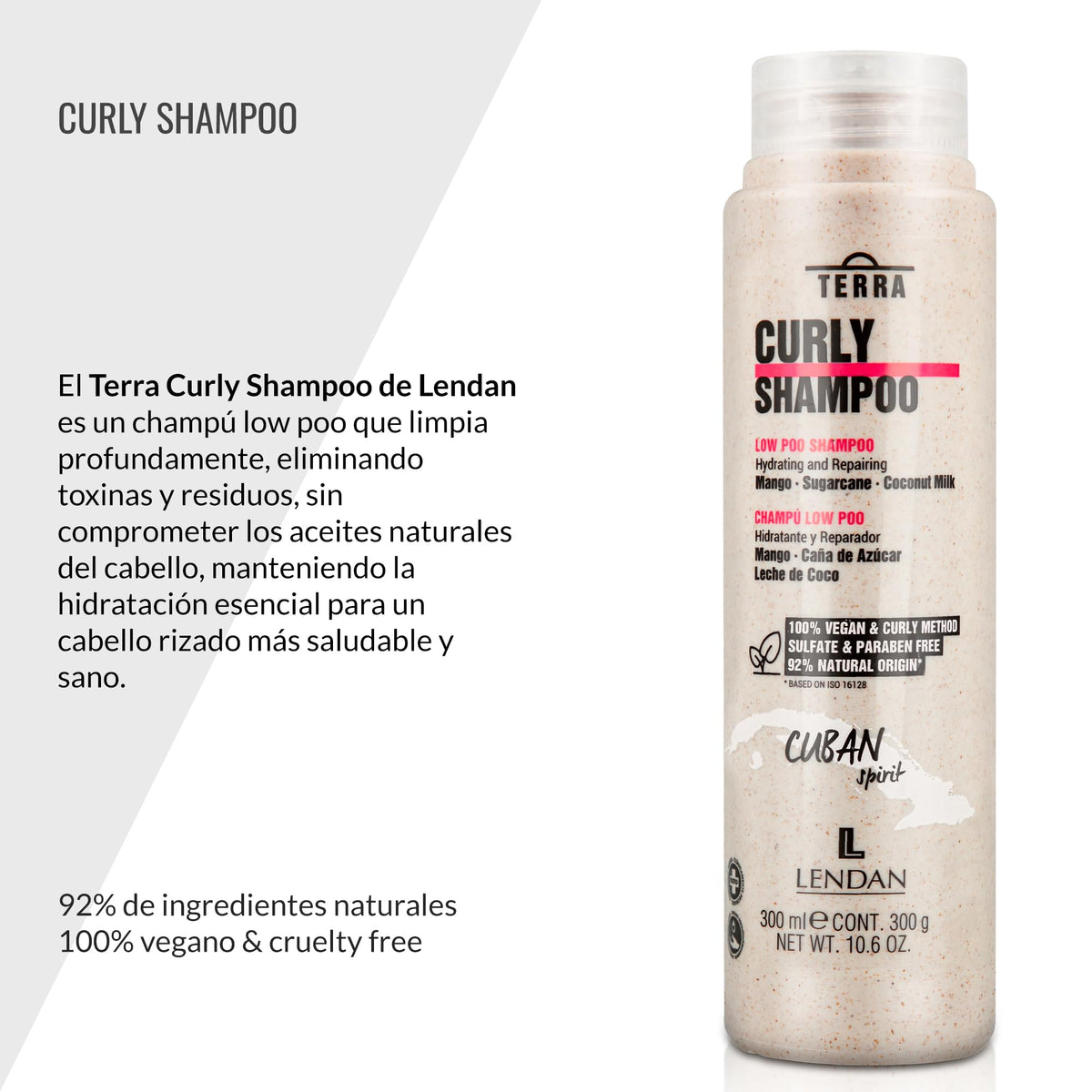 Lendan Curly Cuban Spirit 4-PIECE ACTIVATOR  & OIL KIT by Terra with Low Poo Shampoo 10.6 oz + Co-Wash Treatment 10.4 oz + Curl Activator Cream 9.0 oz + Curly Oil 2.5 fl.oz