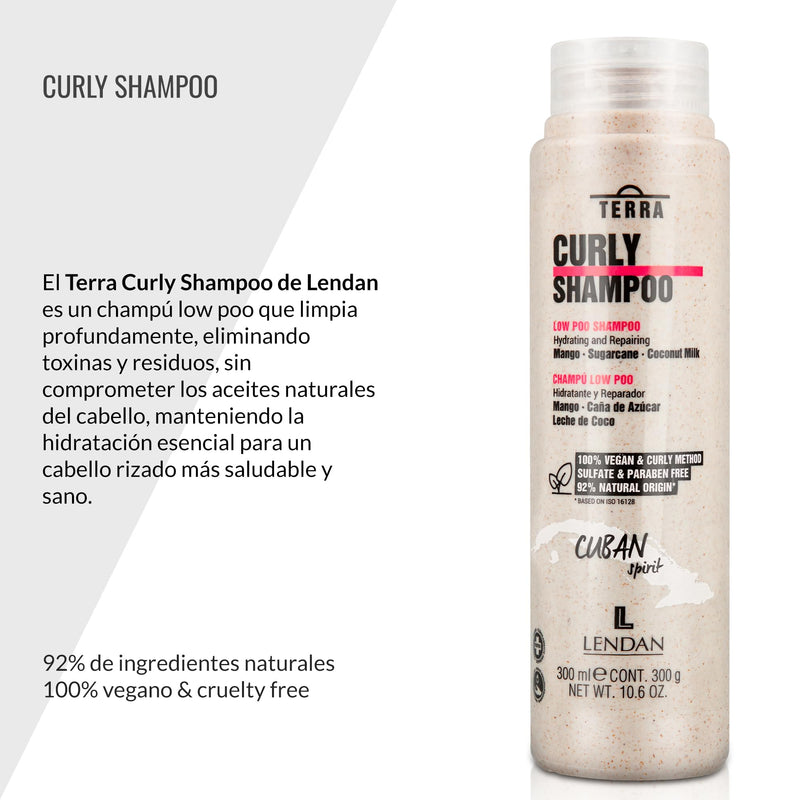 Lendan Curly Cuban Spirit 5-PIECE KIT by TERRA with Low Poo Shampoo 10.6 oz + Co-Wash Treatment 10.4 oz + Curl Defining Gel 9.7 oz + Curl Activator Cream 9.0 oz + Curly Oil 2.5 fl.oz