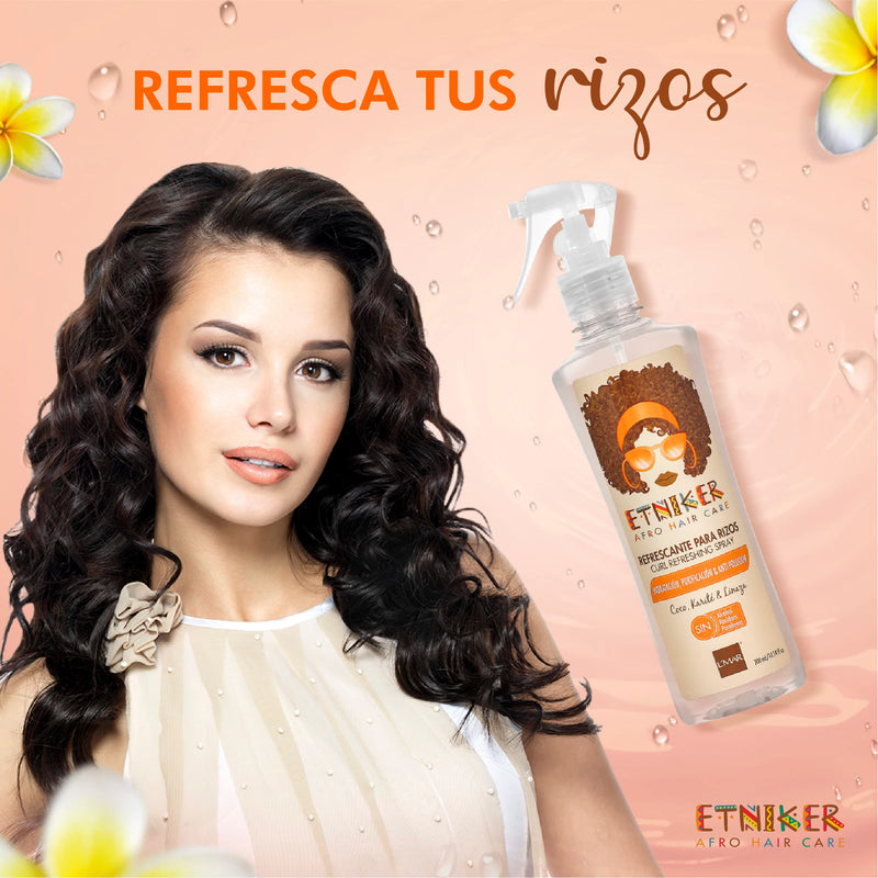 ETNIKER Curl Refresher Spray | Afro-textured, Curly & Wavy hair | Revive & Refresh | Coconut, Flaxseed, Shea Butter & Rambutan Seed Extract| Free from Silicones, Oils, Alcohol, Parabens by Lmar| Size: 10.14 fl oz (300 ml)
