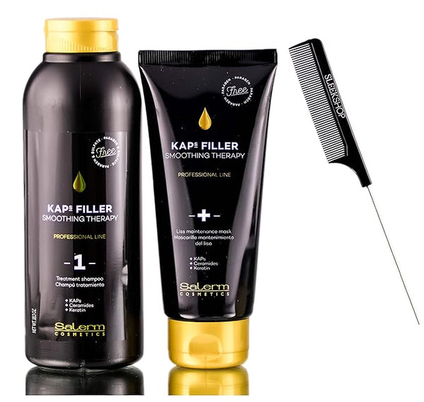 Salerm Kaps Filler Smoothing Therapy Maintenance Kit - Treatment Shampoo 18.3 oz + Liss Maintenance Mask 6.6 oz