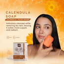 Pili Natural Calendula Soap Bars for Face and Body, for Dry or Cracked Skin, Gentle Cleanser for Men, Women and Teens (3 Pack)