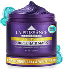 LA PUISSANCE Purple Hair Mask for Blonde Hair, Gray or White Hair 8.4 oz - Toner for Blonde Hair Neutralizes Yellow & Brassy Tones - Keratin Purple Mask Deep Conditioning - Hair Toner for Highlighted Hair
