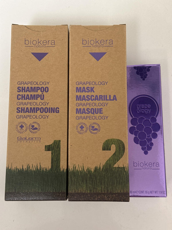 Salerm Biokera Natura Grapeology Shampoo 300Ml / Mask 200Ml / and Oil 1.9oz