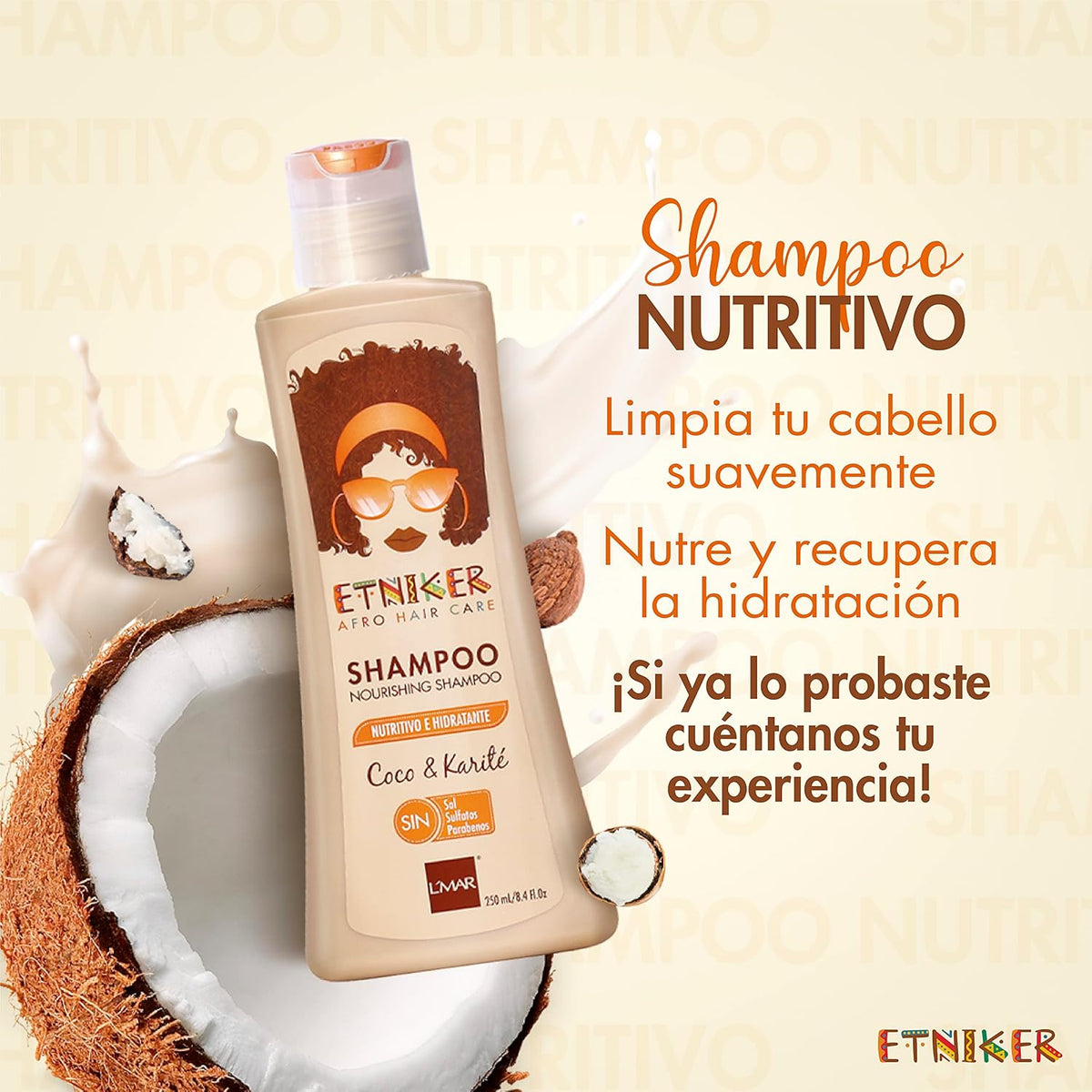 ETNIKER Nourishing Shampoo & Styling Cream Set | Afro-textured, Curly & Wavy hair | Cleanse, Hydrate, Nourish & Define | Coconut, Shea Butter & Monoi Tahiti | Free from Sulfates, Salt, Silicones