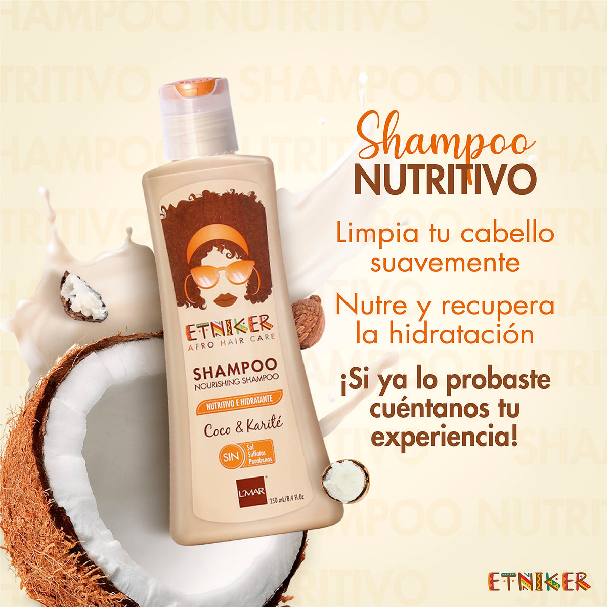 ETNIKER Afro-textured, Curly & Wavy hair Wash Kit: Styling Cream, Nourishing Shampoo, and Deep Conditioning Mask with Coconut, Shea Butter & Monoi Oil. Free S&S Mineral Oil, Parabens (3piece Set)