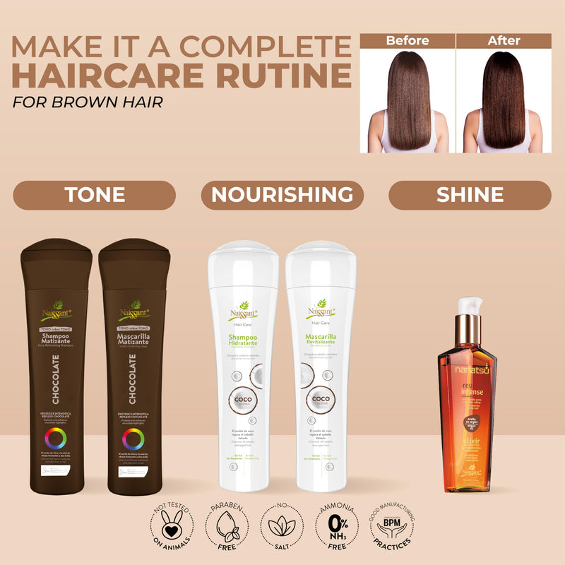 naissant Chocolate Hair Toning Set | Color Depositing | Refresh & Neutralize Brassy Tones | Paraben, Ammonia & Sulfate Free | Pro-Vitamin B5, Olive Oil & Honey (Chocolate) 10.1 Fl Oz