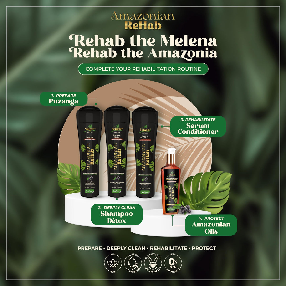 naissant Amazonian Rehab Hair Care Serum Conditioner | Enriched with Muru Muru, Cupuaçu, and Açaí | Nourishing Conditioner for Lightweight, Soft, and Damaged Hair Repair (10.1 fl oz)