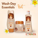 ETNIKER Afro-textured, Curly & Wavy hair Wash Kit: Styling Cream, Nourishing Shampoo, and Deep Conditioning Mask with Coconut, Shea Butter & Monoi Oil. Free S&S Mineral Oil, Parabens (3piece Set)