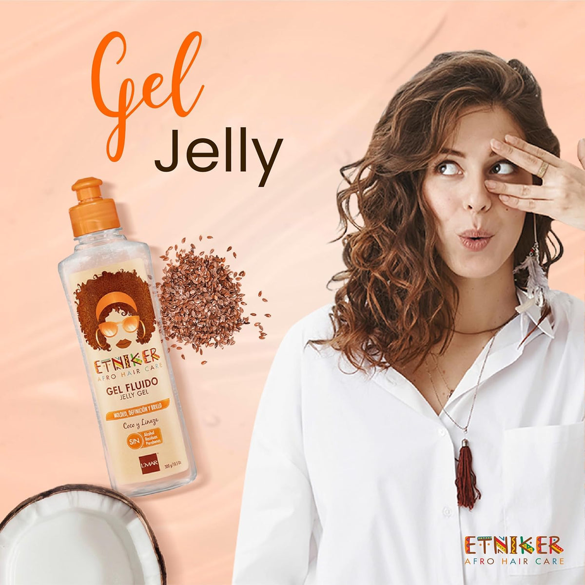 Etniker Kit for Curls: ETNIKER Jelly Gel and Curl Refresher Spray | Nourish, Define, and Revive with Coconut, Flaxseed, and Shea Butter | Silicone, Oil, and Paraben-Free | 2-piece set