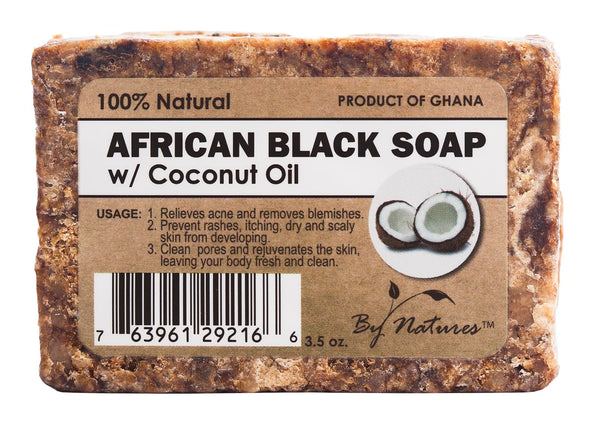 By Natures 100% Natural African Black Soap With Coconut Oil 3.5 Oz (Pack of 1)