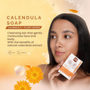 Pili Natural Calendula Soap Bars for Face and Body, for Dry or Cracked Skin, Gentle Cleanser for Men, Women and Teens (3 Pack)