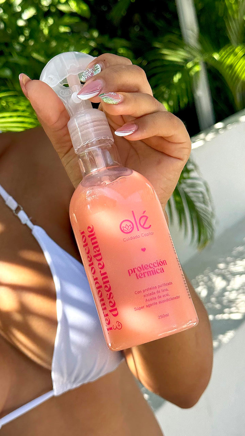 OLÉ Anti-Greasy Hair 4 Piece Pack - Coconut pulp pre-shampoo + Onion, Ginger & Celery Shampoo + Cotton & Coconut Conditioner + Detangling thermo protector