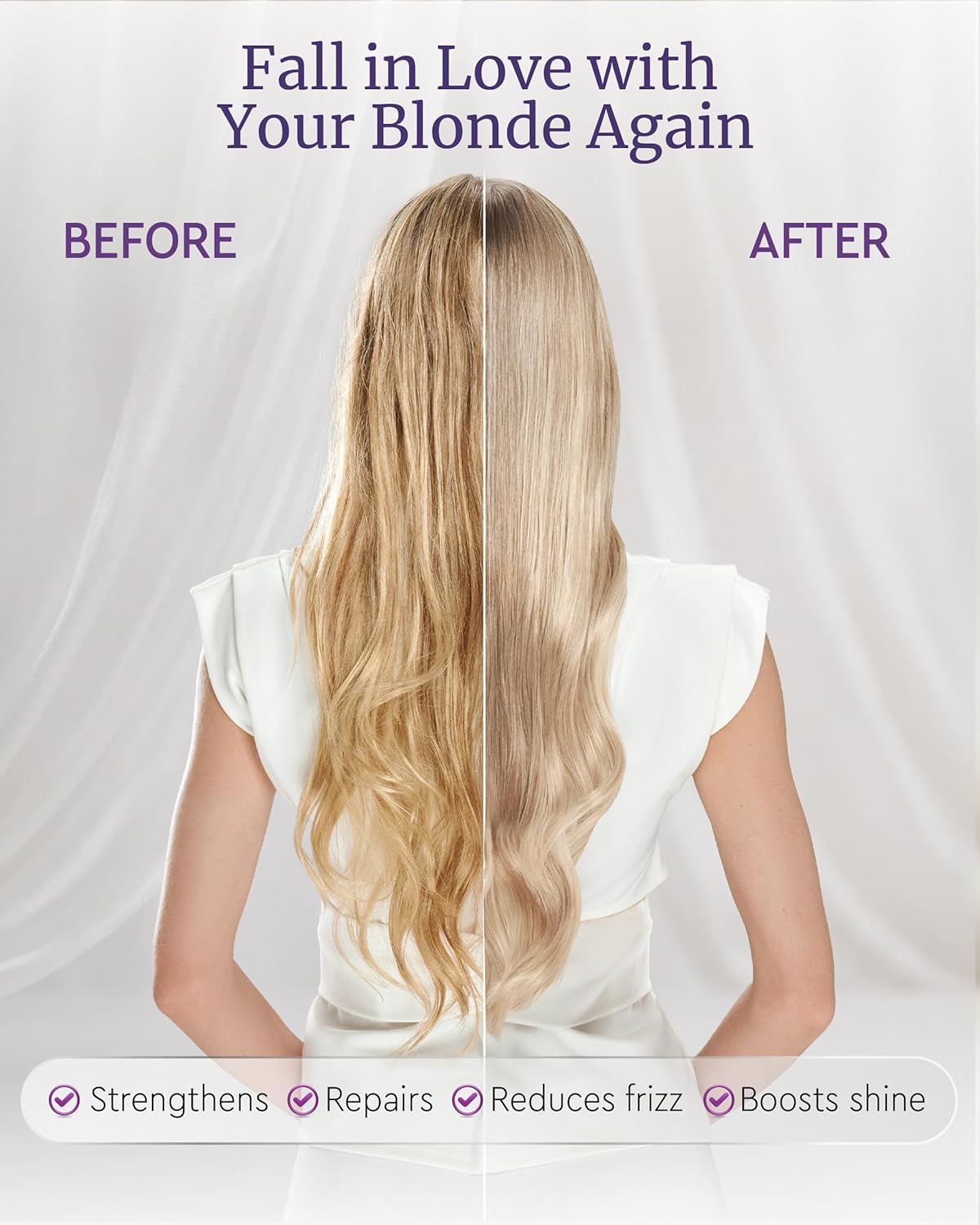 LA PUISSANCE Purple Hair Mask for Blonde Hair, Gray or White Hair 8.4 oz - Toner for Blonde Hair Neutralizes Yellow & Brassy Tones - Keratin Purple Mask Deep Conditioning - Hair Toner for Highlighted Hair