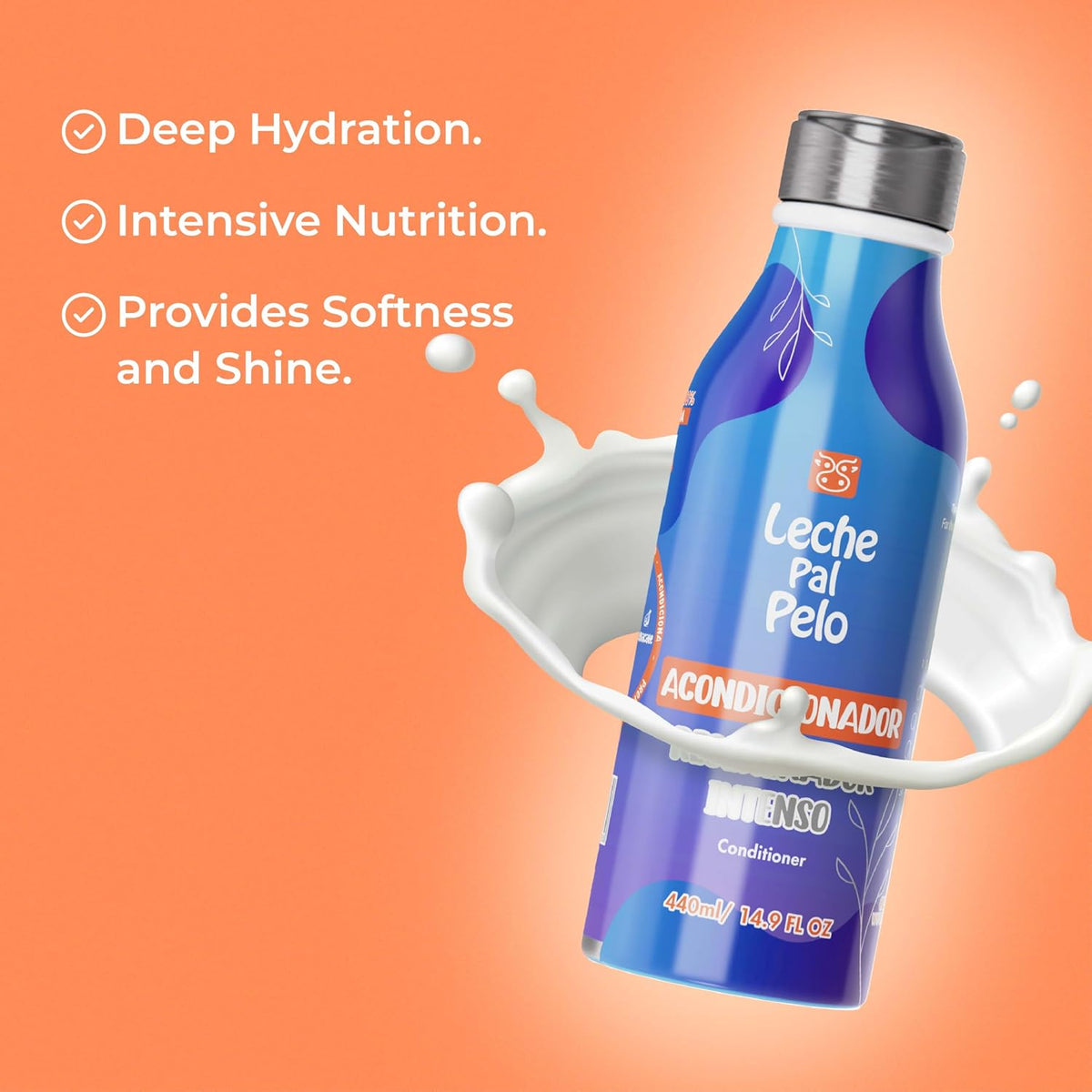 Leche Pal Pelo Intense Regenerator - Conditioner with Coconut Oil, Avocado Oil - Intensive Hydration for Curly Hair - 14.9 oz