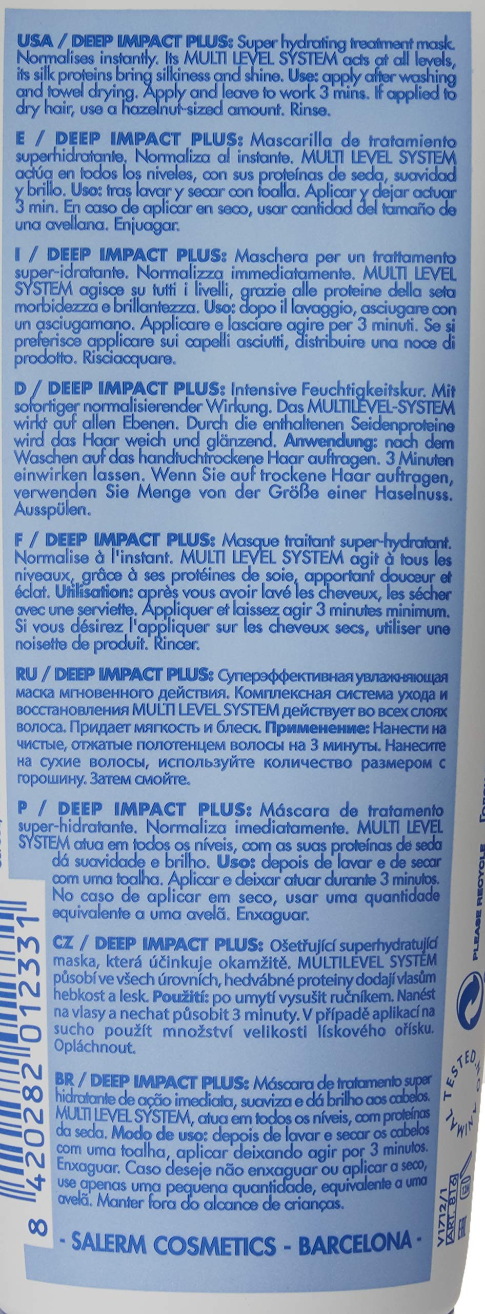Salerm Cosmetics Keratin Shot Mask Deep Impact Plus 200ml