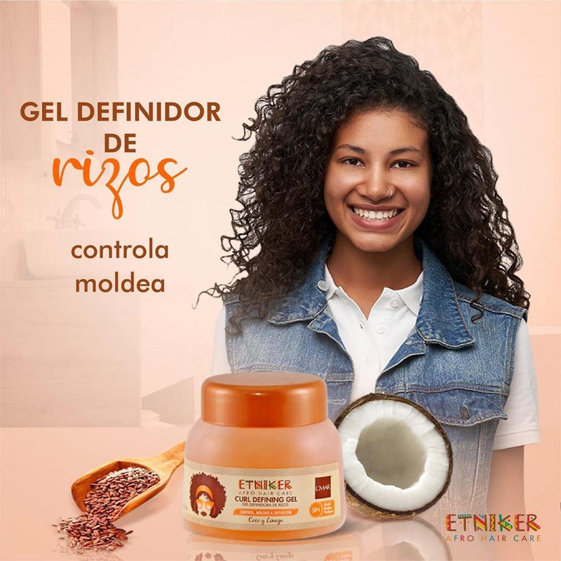 ETNIKER Afro-textured, Curly & Wavy Hair Define Kit | Gel, Hydroelixir & Styling Cream | Control, Nourish, Define | Coconut, Shea Butter, Monoi Oil, Flaxseed | NO Alcohol, Parabens & Sulfate.(3piece)