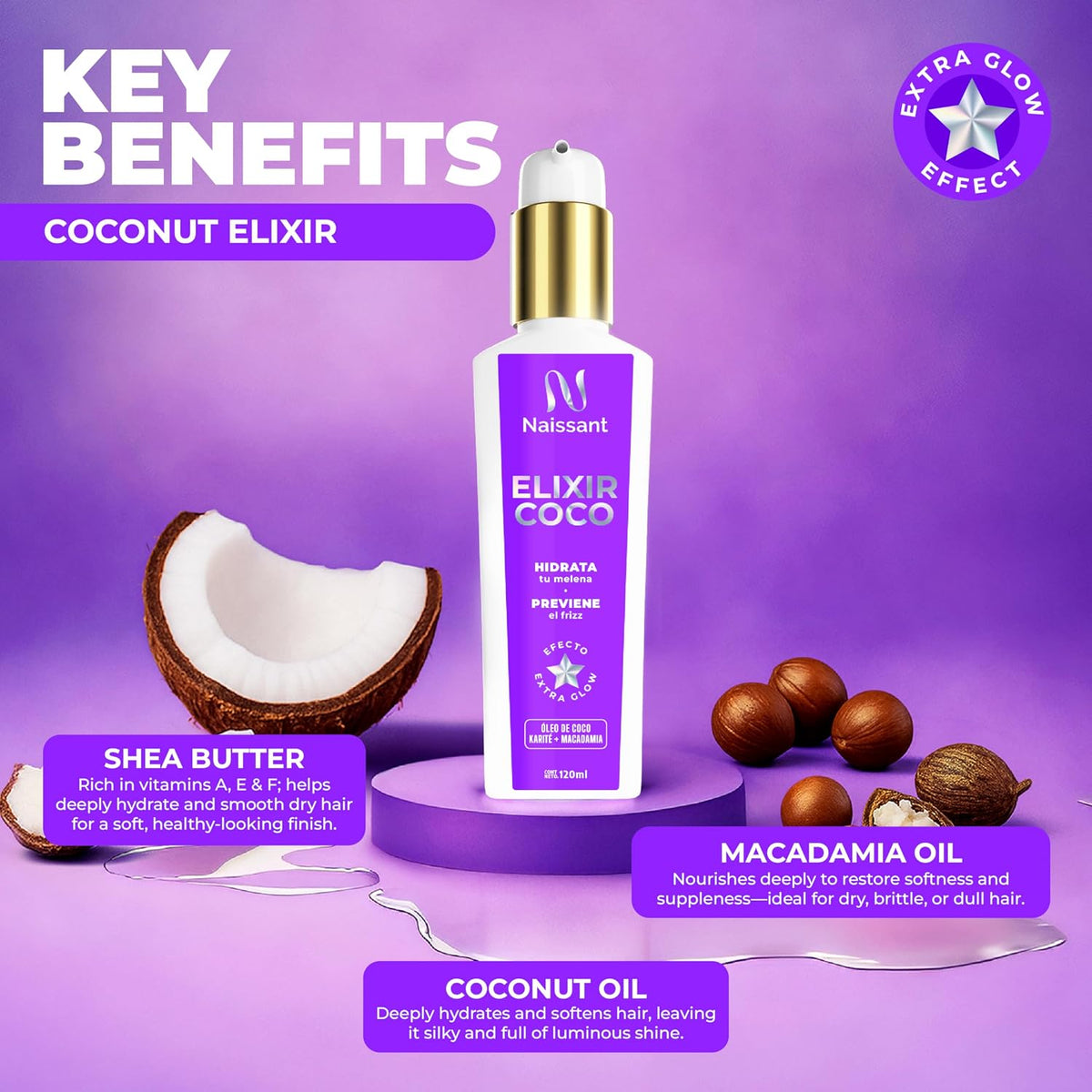 naissant Elixir Argan and Coconut Oil Hair Treatment | Frizz Control, Heat Protection, UV Protection | Nourishes, Repairs, and Softens | Increases Shine and Color Vibrancy (4 Fl Oz)