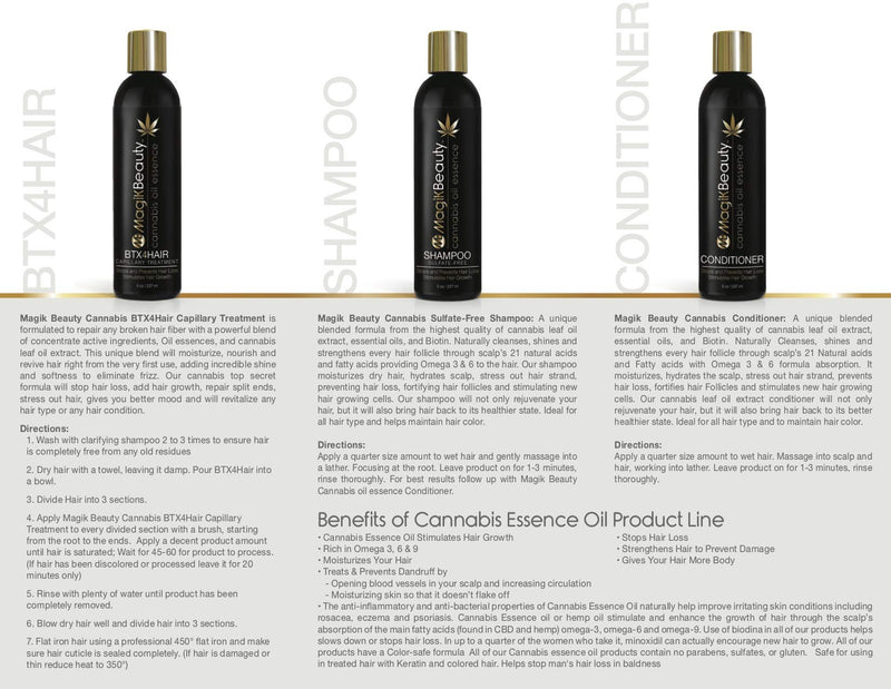 Magik Beauty Hemp Oil Sulfate-Free Shampoo 8 oz - Retains and Prevents Hair Loss. An All-Natural, Purification Hair Product Powerful Enough to Revive the Hair.