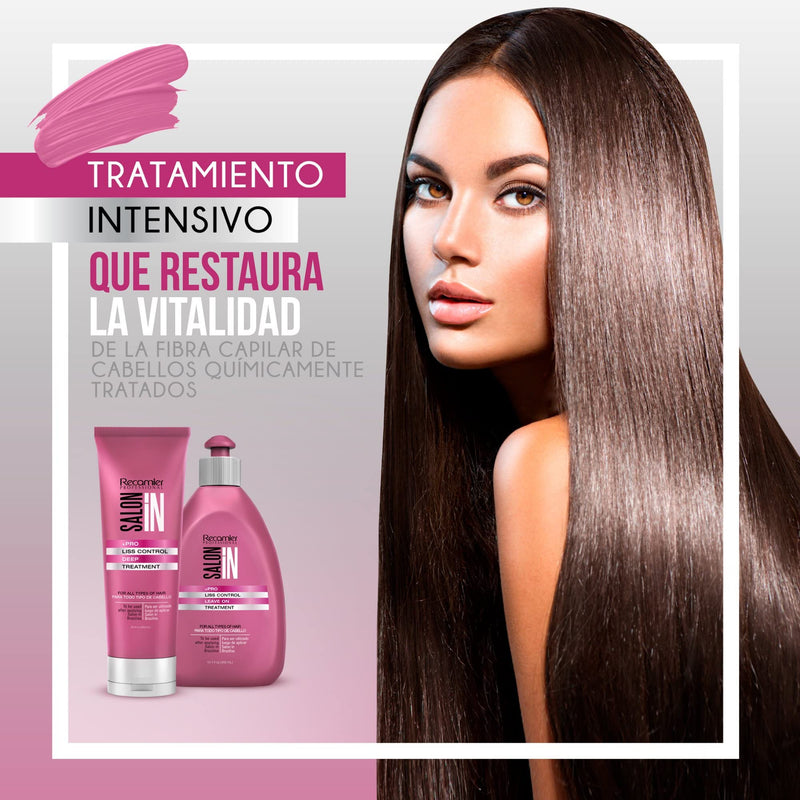 Recamier Professional Salon In +Pro Liss Control Hair 4 Piece Small Kit - Shampoo 10.1oz  + Conditioner 10.1oz  + Leave In Detangler 10.1oz + Deep Treatment Mask 10.58oz