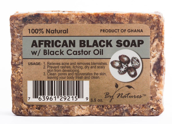 By Natures 100% Natural African Black Soap With Black Castor Oil 3.5 Oz (Pack of 1)