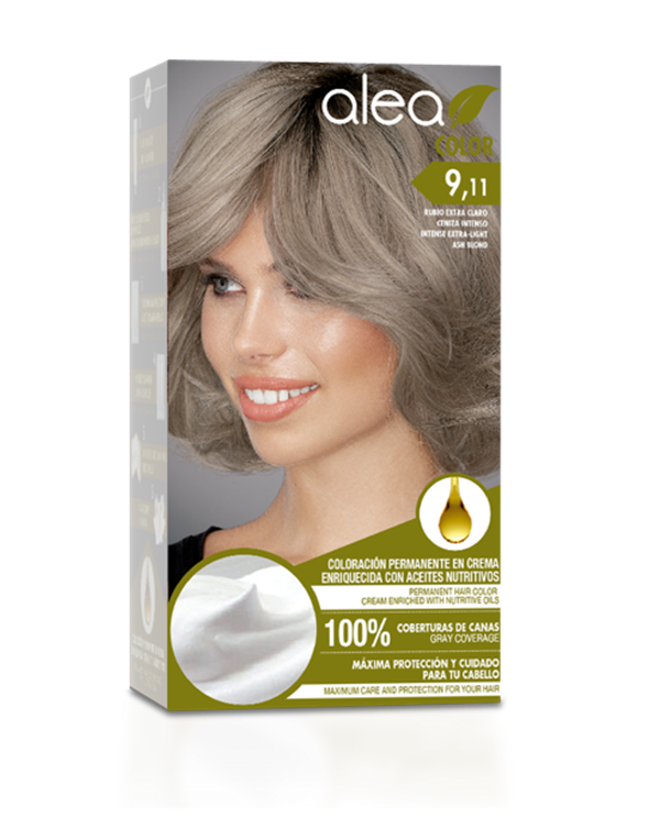 Alea Hair Color Cream Kit #9.11 Intense Extra Light Ash Blond - Rubio Extra Claro Ceniza Intenso | Permanent Hair Dye - Argan and Macadamia Oil - 100% Gray Coverage
