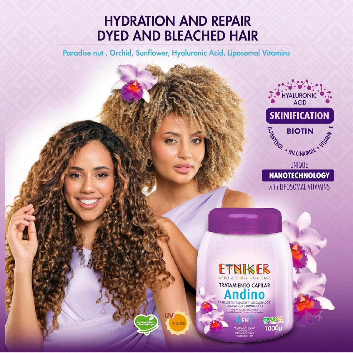 Etniker Andino + Hydroelixir Hair Care Bundle: 4-in-1 Hydrating & Repairing Treatment (35 oz) + Hydroelixir Natural Oils (Salt & Paraben-Free) for Curly, Dyed, Bleached Hair