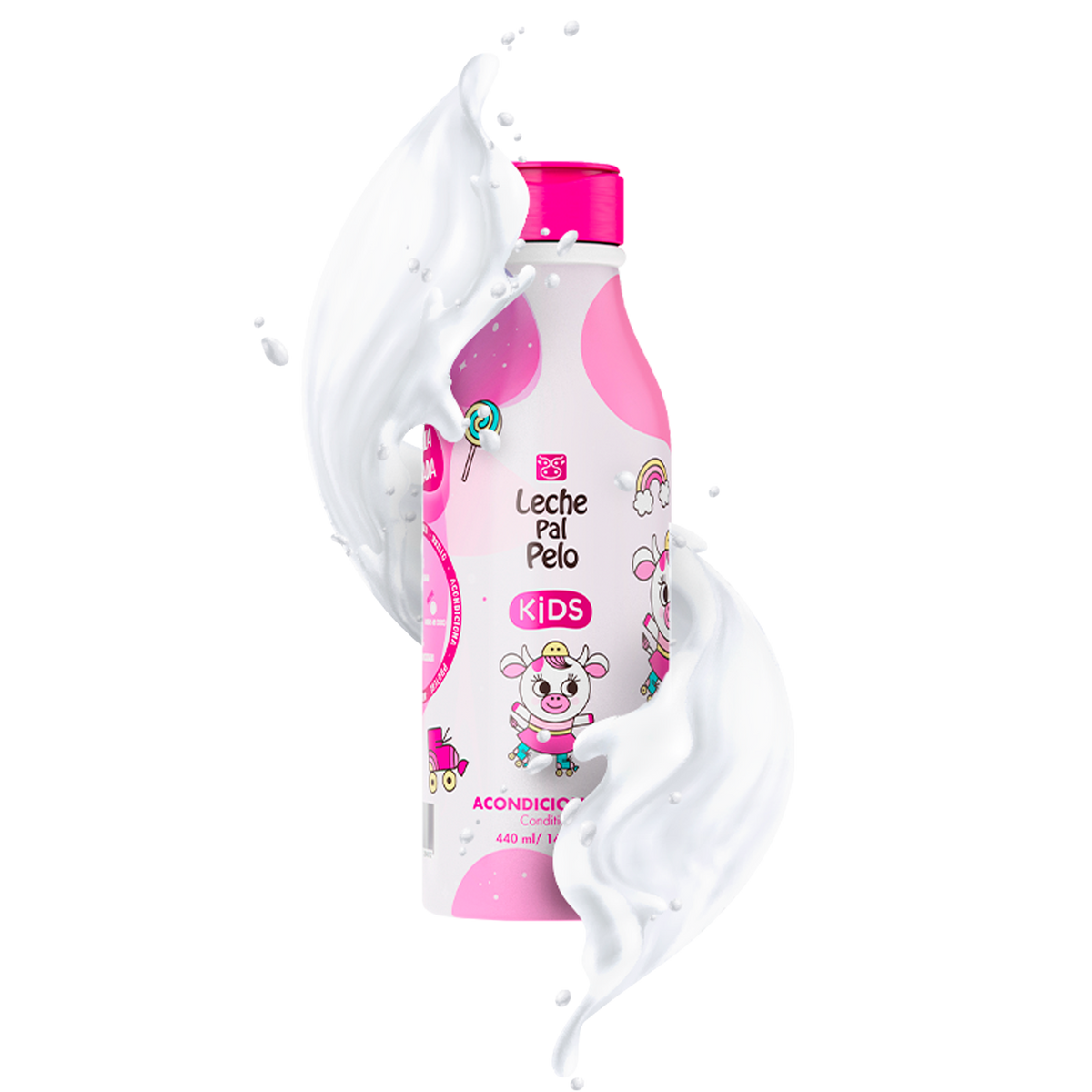 Leche Pal Pelo Kids Kit: Shampoo + Conditioner + Styling Cream (Leave-in Conditioner) + Detangler Spay + Hair Splash SLS Free - Vegan - Abyssinian, Coconut & Jojoba