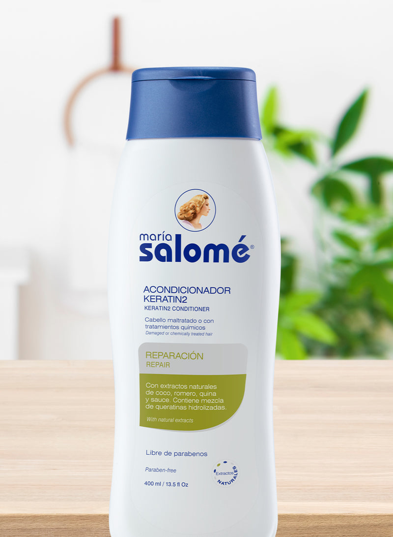 Maria Salome Keratin 2 Hair Conditioner Dual Repair 13.5 fl.oz. | Acondicionador Queratina Doble Reparacion