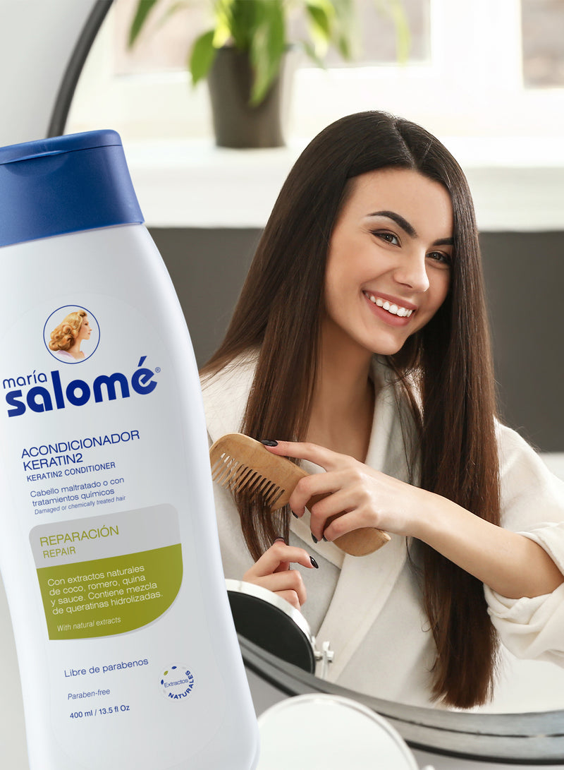 Maria Salome Keratin 2 Hair Conditioner Dual Repair 13.5 fl.oz. | Acondicionador Queratina Doble Reparacion