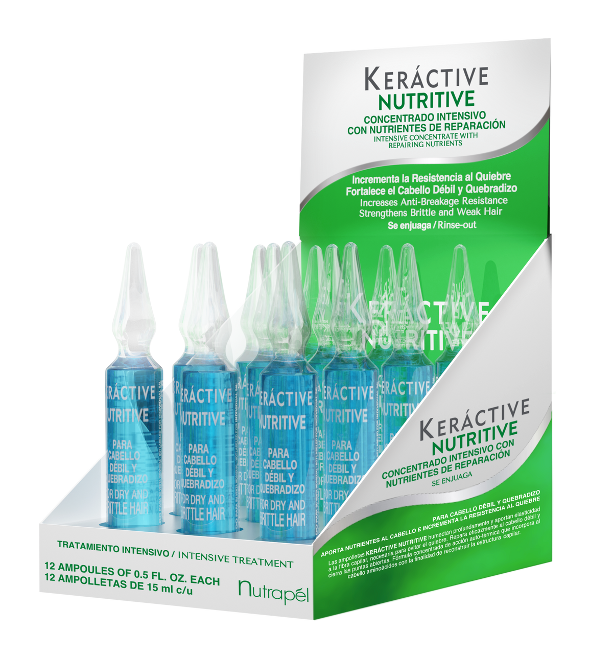 Nutrapel Keráctive Nutritive · Tratamiento hidratante, 12 ampollas · 0.5 oz · paquete de 12