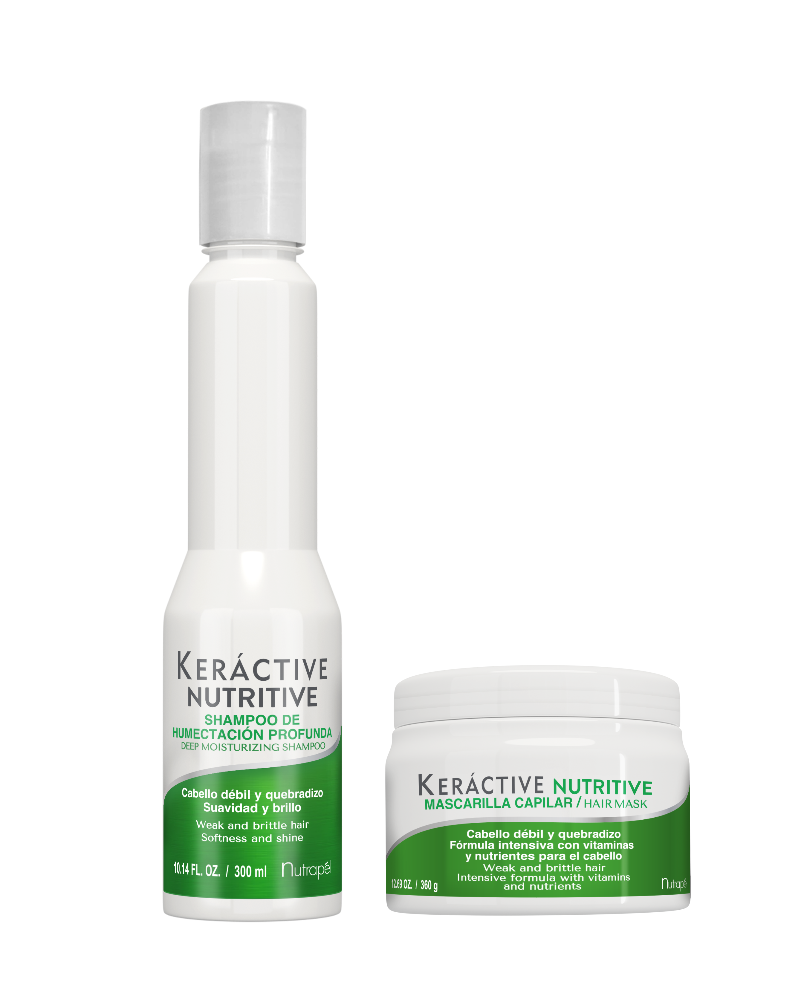 Nutrapel KERACTIVE NUTRITIVE DUO Set – Nutritive Shampoo 300 ml + Deep Hydration Mask 360 g | Moisturizing Care for Extremely Dry, Thin or Dehydrated Hair