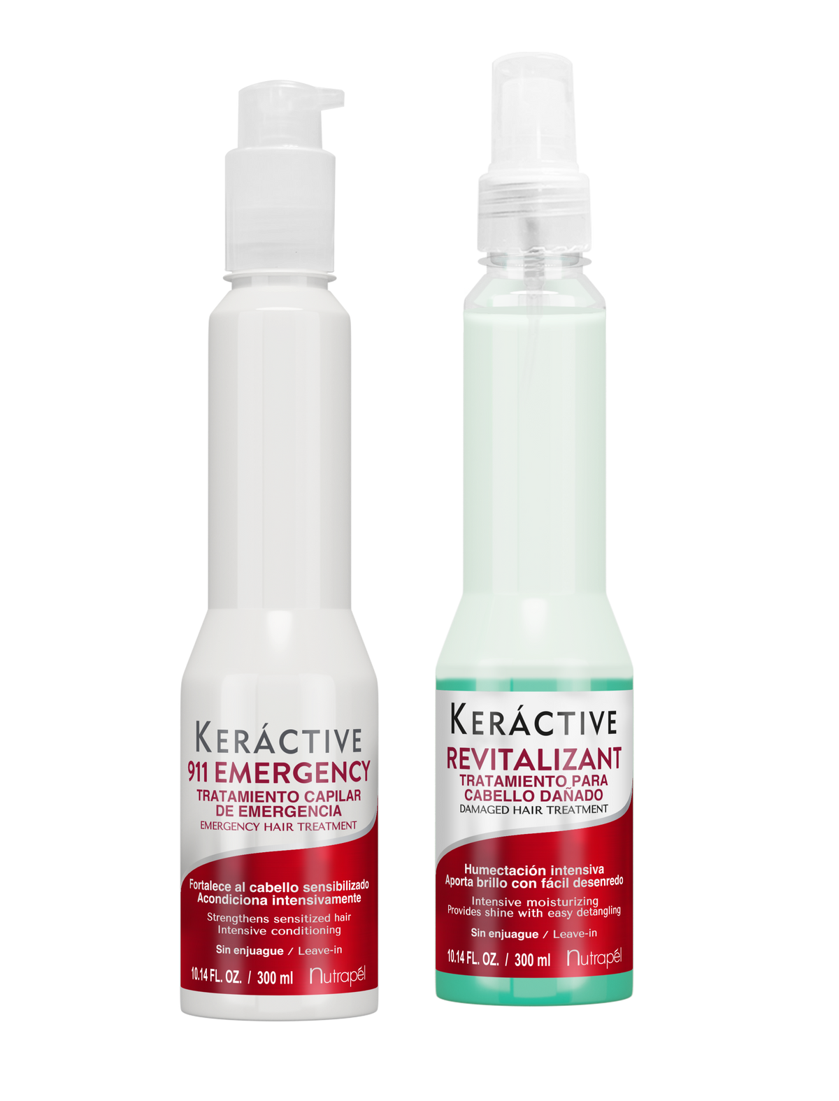 Nutrapel Keractive DUO Set – 911 Emergency Treatment + Revitalizant Dual Phase Leave‑In | Intensive Repair, Hydration, Detangling & Porosity Control – 2 x 10.14 fl oz